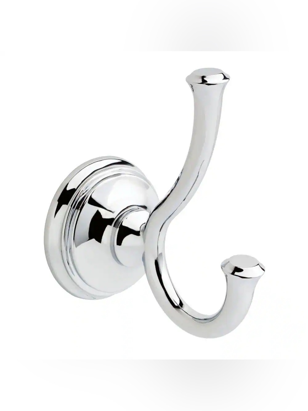 NIB Delta Cassidy Double Towel Hook Bath Hardware Accessory in Polished Chrome